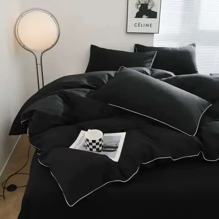 Parure de lit noire – Parure de lit minimaliste Queen/King Size