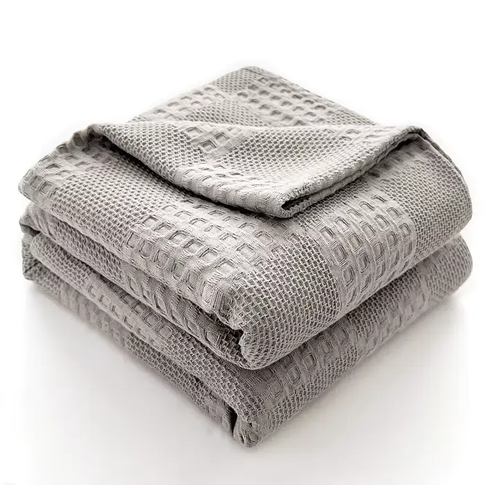 Couverture gaufrée 100% coton, douce et respirante, pour lit double, Queen, King, décorative, pour c