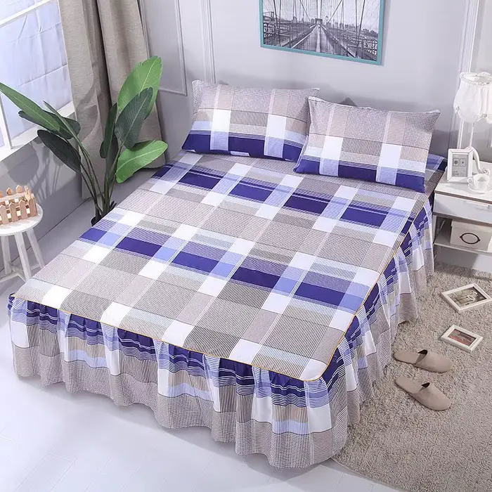 Jupe de lit imprimée, couvre-lit, draps, housse anti-poussière, literie, textile de maison