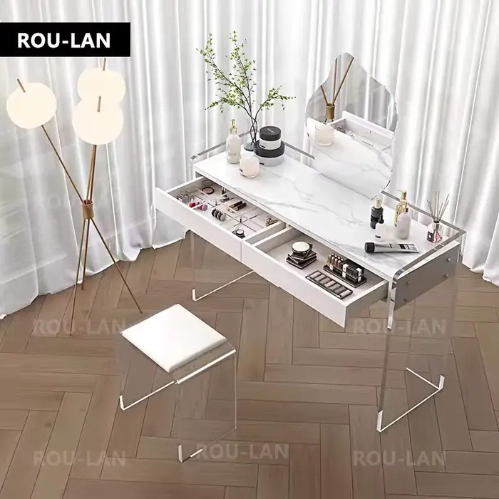 Coiffeuse en dalle de roche brillante de haute qualité