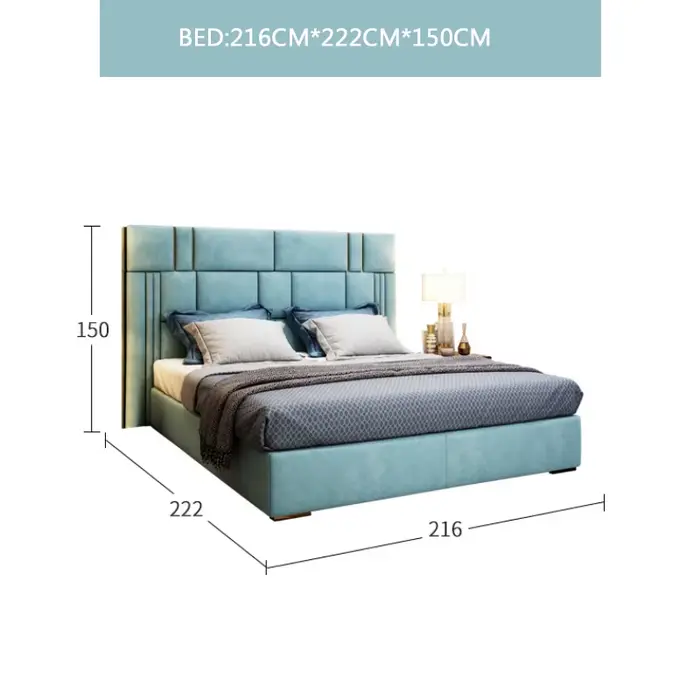 Lit Double Moderne en Cuir Cirhide, Première Couche, Respirant, Napa, en Acier Inoxydable Plaqué 1.8
