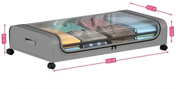 ​ ​ Boîte de rangement pour fond de lit avec roulettes, organisateur anti-poussière pour vêtements, 