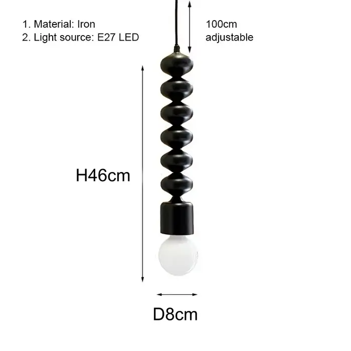 Lampe suspendue Bauhaus en argent, style nordique noir, E27, pour chambre à coucher, chevet, salon, 