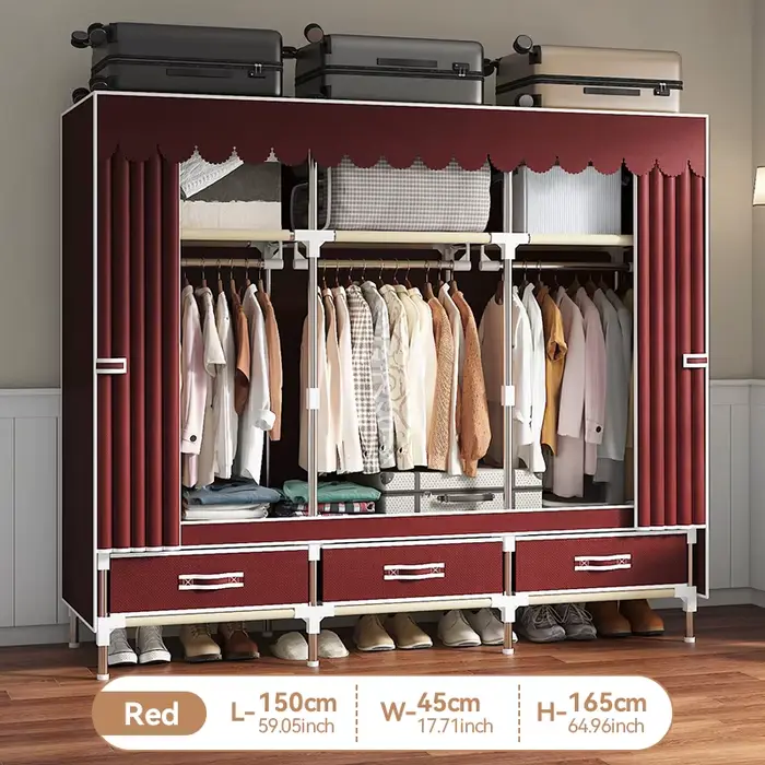 Armoire portable de style tiroir, armoire en tissu renforcé, assemblage de chambre à coucher, armoir