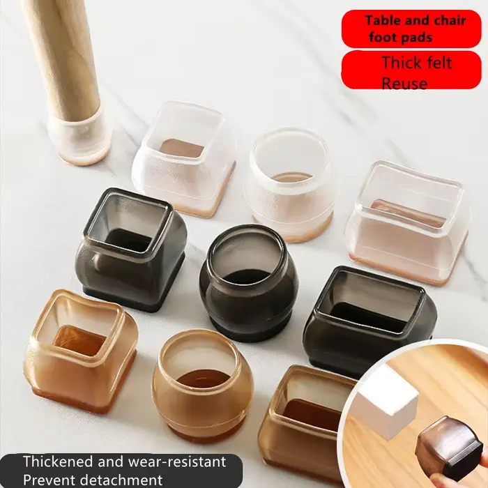 Lot de coussinets en silicone pour pieds de chaise, 4 pièces, protection pour pieds de table, rectan