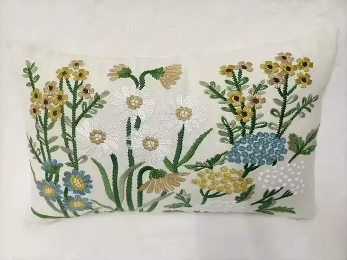 Housse de coussin florale brodée, oreillers décoratifs pastoraux européens, pour canapé-lit, voiture