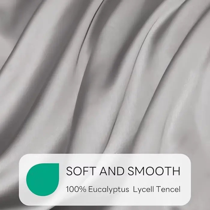Housse de couette gris clair, 1 pièce, rafraîchissante et confortable pour l'été, en fibre de Lyocel