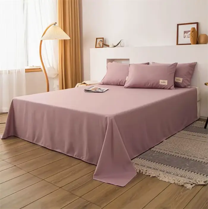 Drap de lit plat en coton lavé, housse de lit solide, simple, Double, Queen, King Size, couvre-lit d