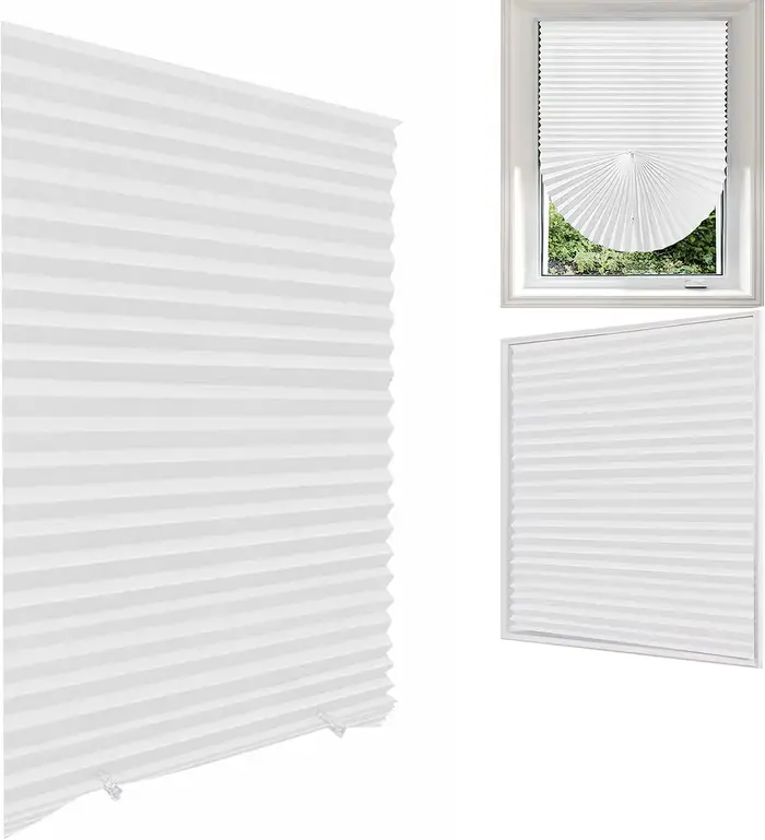 Store pour fenêtre, stores plissés auto-adhésifs sans fil, sans perceuse, stores en tissu, abat-jour