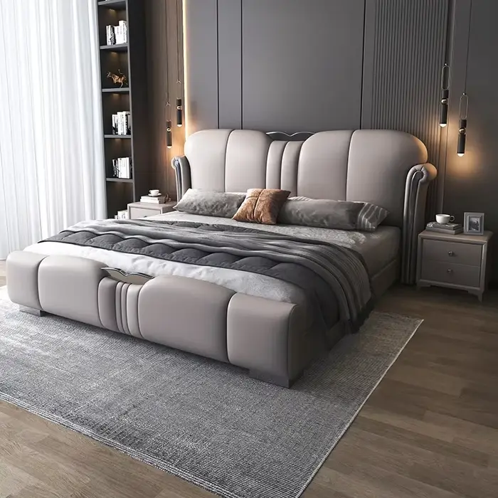 Lits rembourrés modernes rangement minimaliste cadres de lit de luxe multifonctionnels tables de nui
