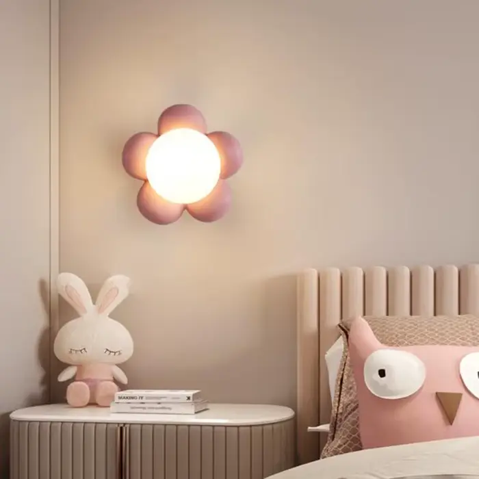 Chambre d'enfant mur LED lampe moderne résine corps fleur Style