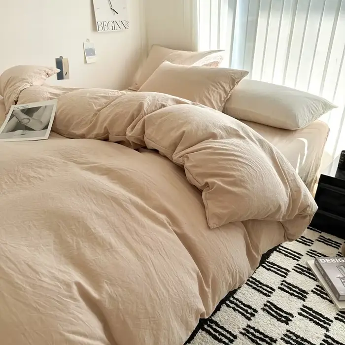 Ensemble de literie en coton massif, linge de lit avec drap, housse de couette, taies d'oreiller, dr