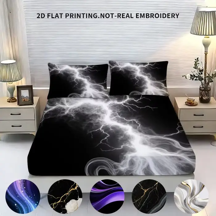 Ensemble de literie avec matelas amovible et deux taies d'oreiller, motif artistique éclairant, design abstrait simple et moderne pour chambre à coucher