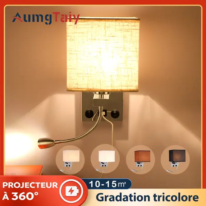LED lampe de chevet 2.0 USB 3W Spot tissu nordique moderne éclairage intérieur pour chambre lecture salon allée décor
