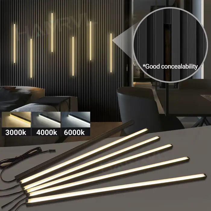 Éclairage encastré LED bande lumineuse LED pour panneau mural à lattes en bois en parallèle avec cap