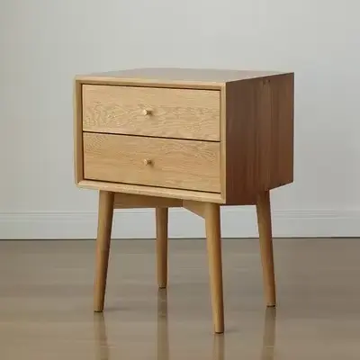 Table de chevet nordique en bois massif, aucun bois, chambre à coucher, petit Psychavec tiroirs de p