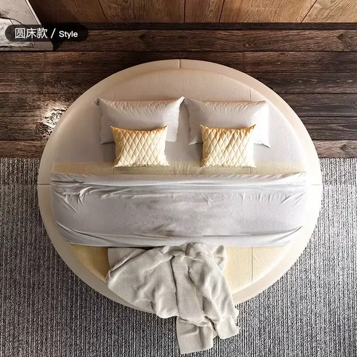 Lit de chambre à coucher 200x200cm, Tatami, Lit rond moderne italien, Lit double de luxe Queen, Meub