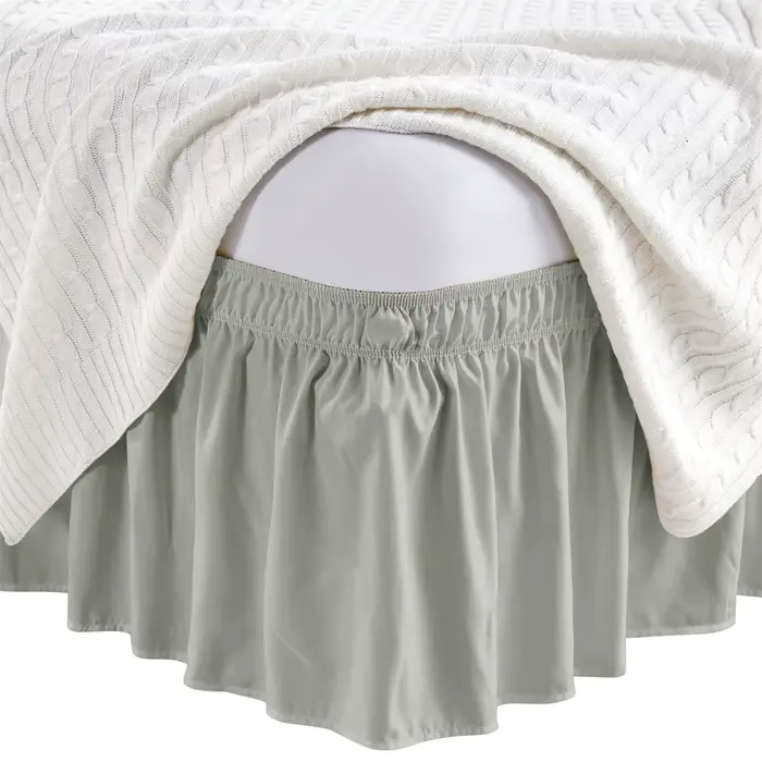 Jupe de lit élastique enveloppante, sans plis et résistante à la décoloration, ajustable, taille com