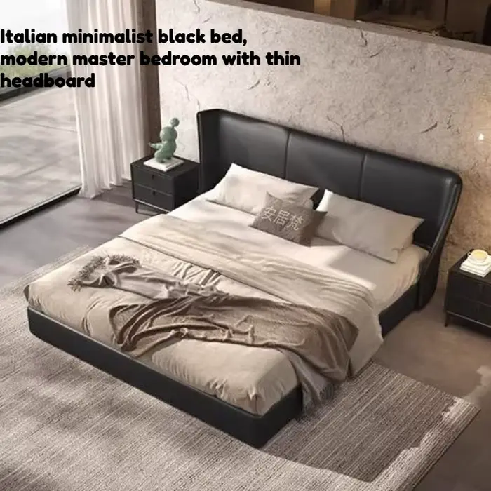 Lit double moderne et minimaliste avec tête de lit