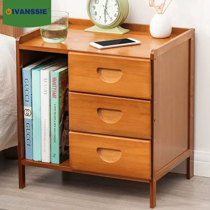 Table de chevet en bambou, armoire de rangement respectueuse de l'environnement, Table de chevet de 
