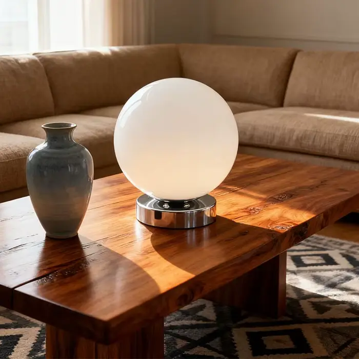 Lampe de table sphérique en verre de Murano, style vintage rétro, lampe de chevet à 3 tons de lumière douce et diffuse pour chambre à coucher simple, table de nuit, maison