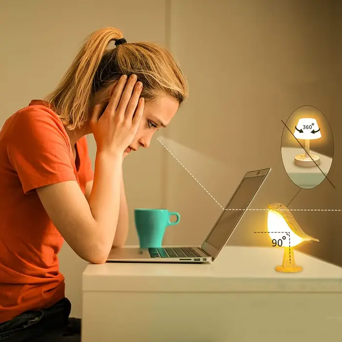 Lampe LED pour oiseaux à commande tactile, Art déco, 3 niveaux réglables, USB sans fil avec batterie Rechargeable, polyvalente pour toutes les pièces, 1 pièce