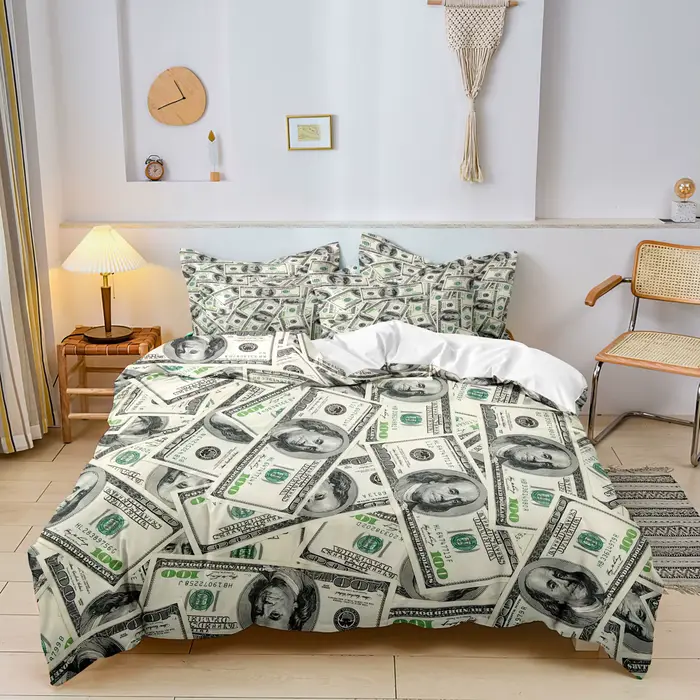Parure de lit à motif d'argent, 3 pièces (y compris 1 housse de couette et 2 taies d'oreiller, sans 