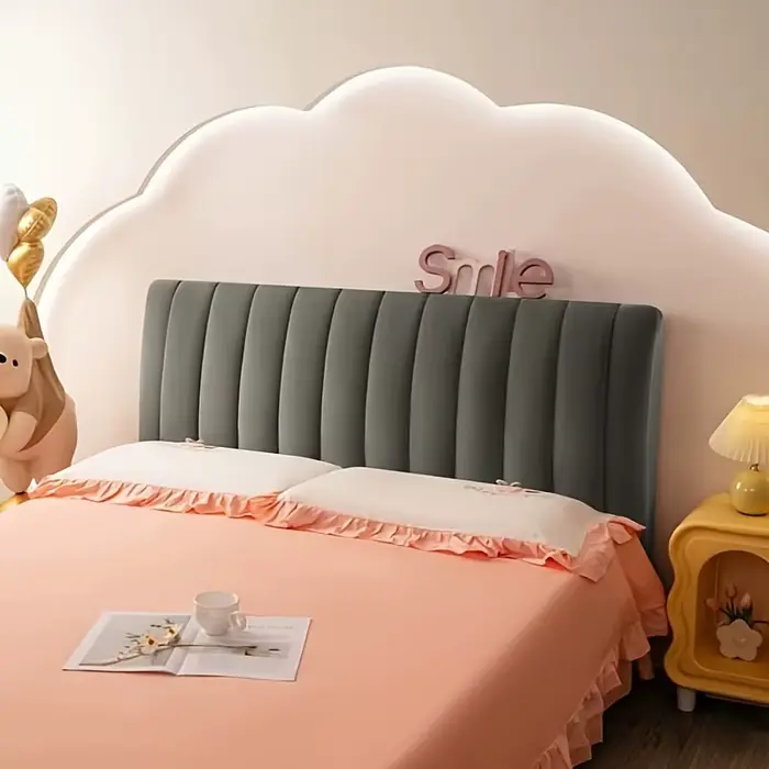Housse de tête de lit matelassée en peluche courte de haute qualité, couvre-tête de lit de luxe en v