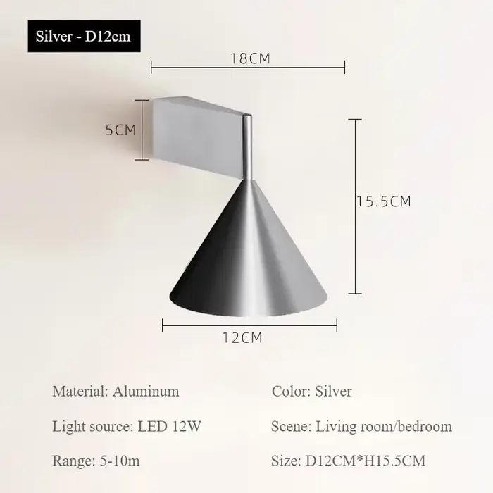 Italien minimaliste chambre chevet applique LED conique géométrique éclairage lampes fond mur allée 