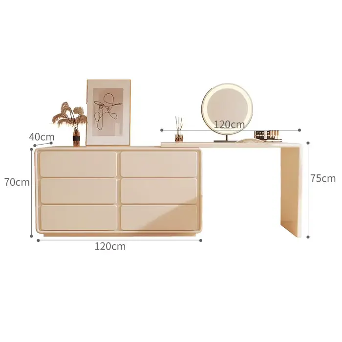 Coiffeuse d'angle moderne en ligne, combinaison gratuite, seau, meuble de chambre à coucher