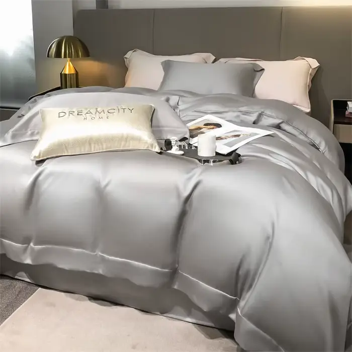 Parure de lit en bambou 100% soyeux, ensemble de housse de couette en bambou pur biologique avec dra