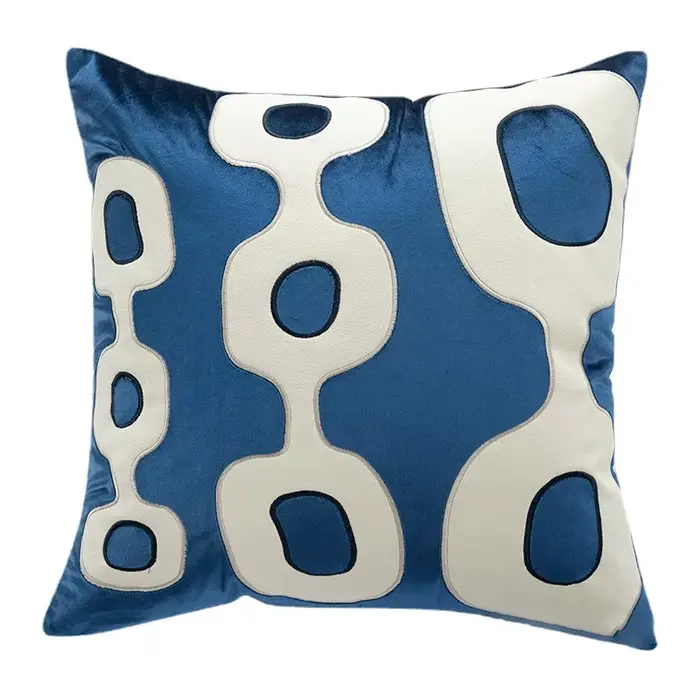 Housse de coussin bleue de qualité supérieure, Design moderne, taie d'oreiller brodée en Patchwork, 