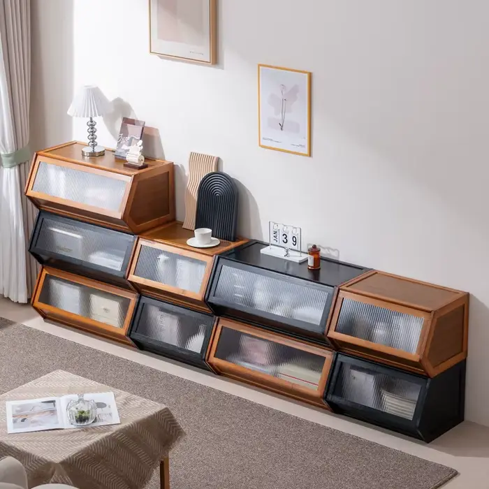 Armoire de rangement empilable multifonctionnelle avec couvercle, boîte de rangement divers, boîte d
