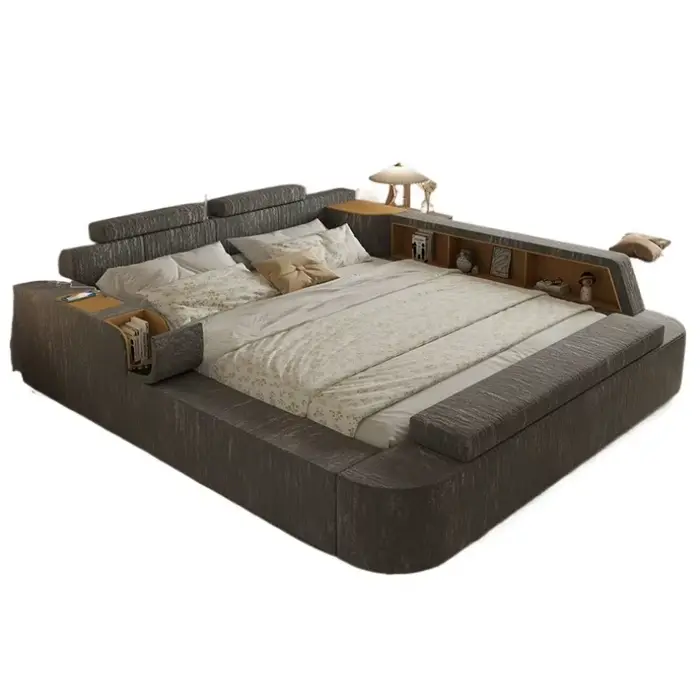 Cadre rembourré lit double rangement chambre commodes têtes de lit rangement de lit salon intelligent Muebles Para El Hogar meubles de maison
