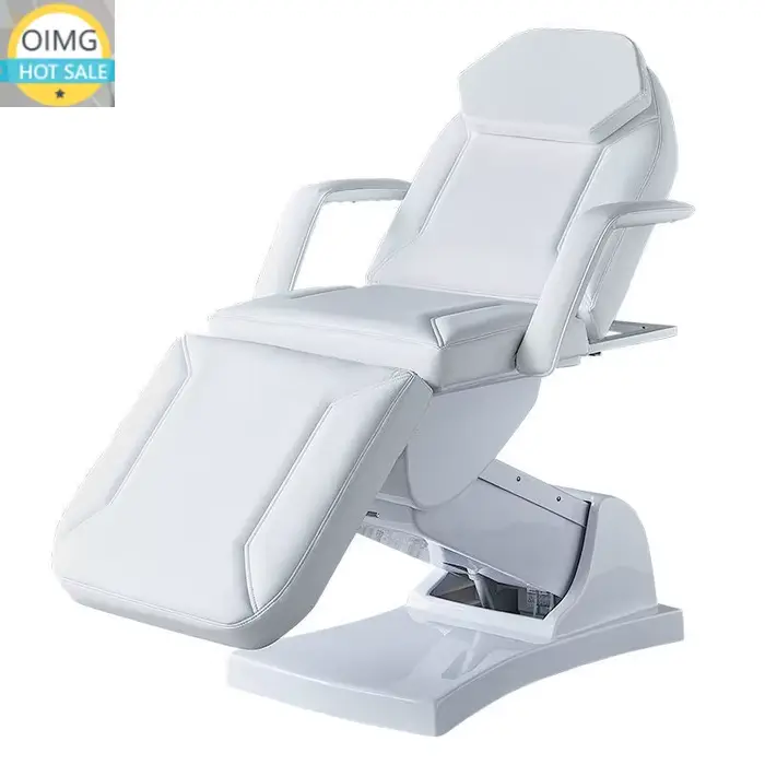 Lit d'extension de cils électrique multifonctionnel debout en cuir PU blanc ivoire 3 moteurs Lit de massage
