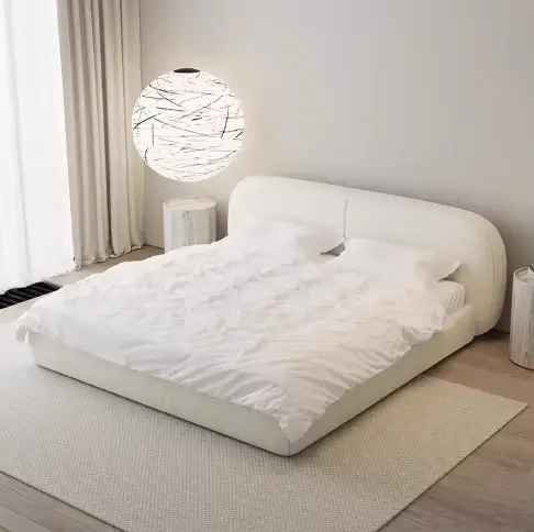 Tête de lit simple blanche en tissu, style français, chambre à coucher, design moderne, accessoires