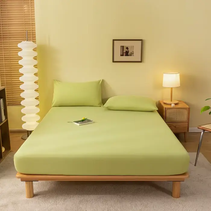 Drap-housse de couleur unie, housse de matelas avec bande élastique, drap de lit simple, Double, Que