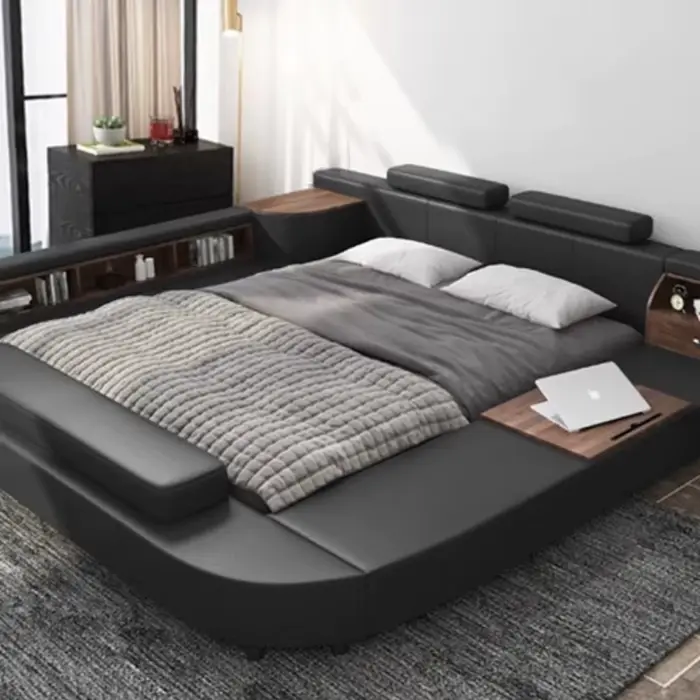 Hôtel luxe lit tiroir européen vanité espace stockage lit salon dormir Cama Inteligente Multifonctionnel meubles de maison