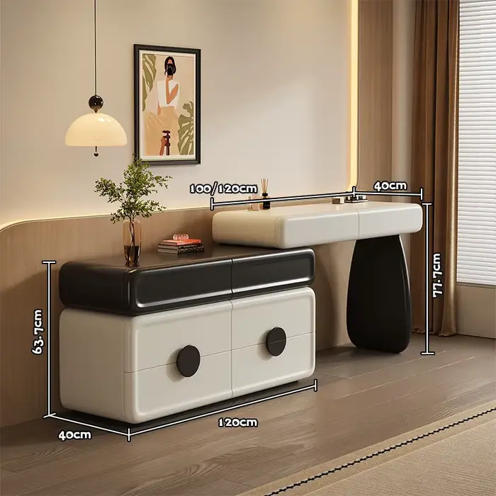 Coiffeuse esthétique légère ronde de luxe chambre coiffeuse noire dame blanc Espelho Grande Para Qua