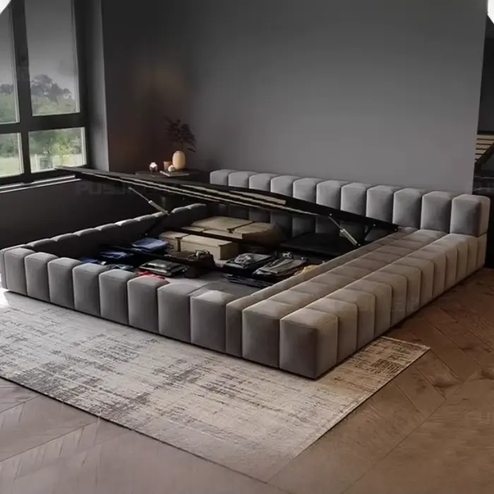 Lit Queen Size moderne minimaliste fantaisie Double têtes De lit Salon De couchage Meubles De Chambre