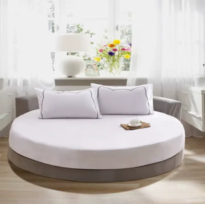 Drap de Lit Rond 100% Coton avec Bande artificiel astique, Juste de Matelas Douce pour la Peau