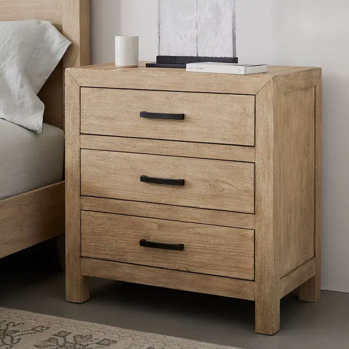 Table de chevet moderne en bois massif, lit personnalisé à 3 tiroirs, tables de chevet en bois pour 