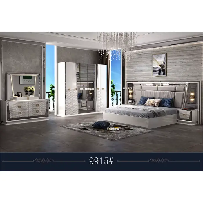 9015 dernier ensemble de meubles de chambre d'hôtel moderne ensemble de lit king size avec armoire c