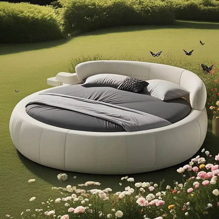 Lit King Size Nordique Noir Sans Matelas, Lit Basse de Luxe pour Hôtel, Tables de Chevet, Cama De Lu