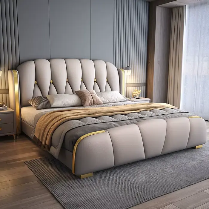 Lit nordique Unique, tables de chevet, cadre de luxe, tête de lit Queen Size, Muebles Para dortoir, 