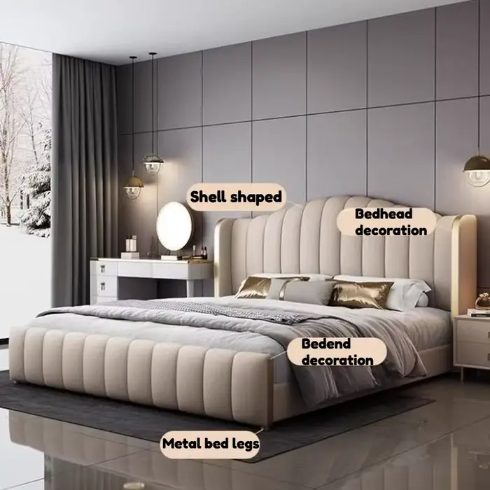 Lit de luxe 2x2, 2 m avec tiroirs de rangement uniques