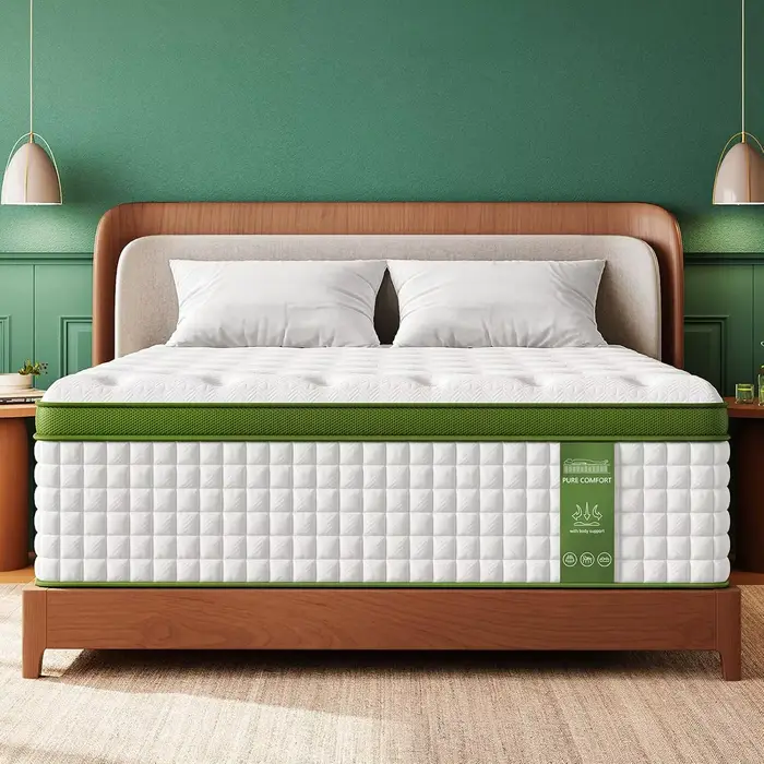 Matelas Queen Ferme 14 Pouces, Matelas Hybride à Gel Rafraîchissant – Soutien Ciblé Lombaire et des 