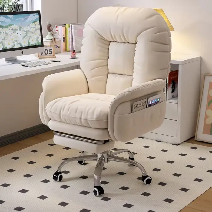 Roues blanches chaise De bureau Support arrière pivotant chaise De bureau ergonomique salle De médit