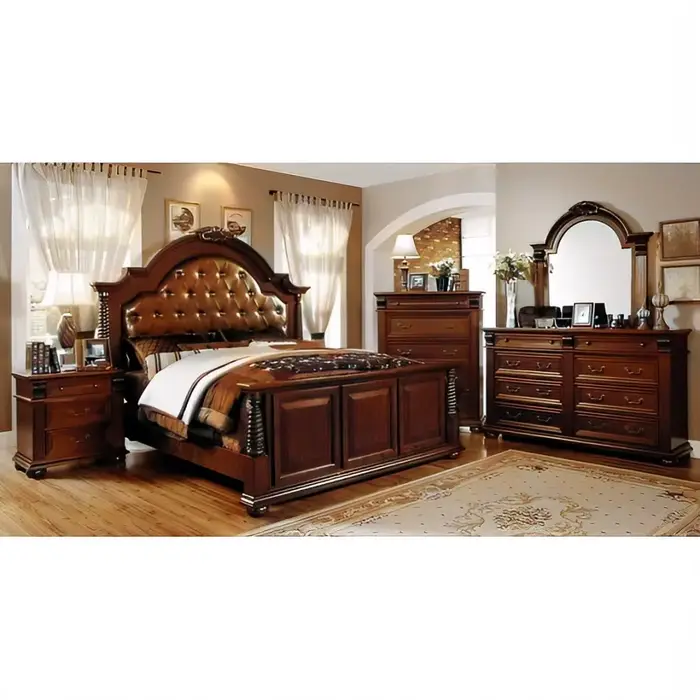 Lit en bois classique élégant avec décor élégant, caractéristique capitonnée pour la maison, l'hôtel