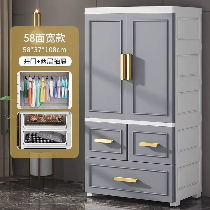 Tiroir empilable armoire robes esthétiques en plastique appartement armoire femmes chambre Ropero Pa